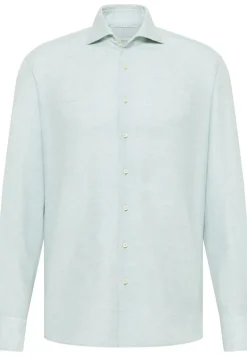 Linen Shirt Twill Langarm türkis
