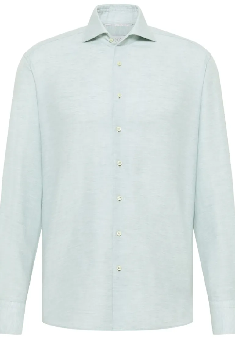Linen Shirt Twill Langarm türkis