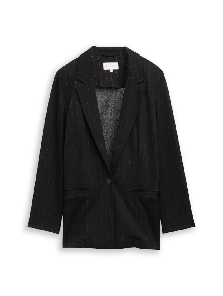 Loose Fit Blazer mit Glitzer-Effekt pinstripe with lurex