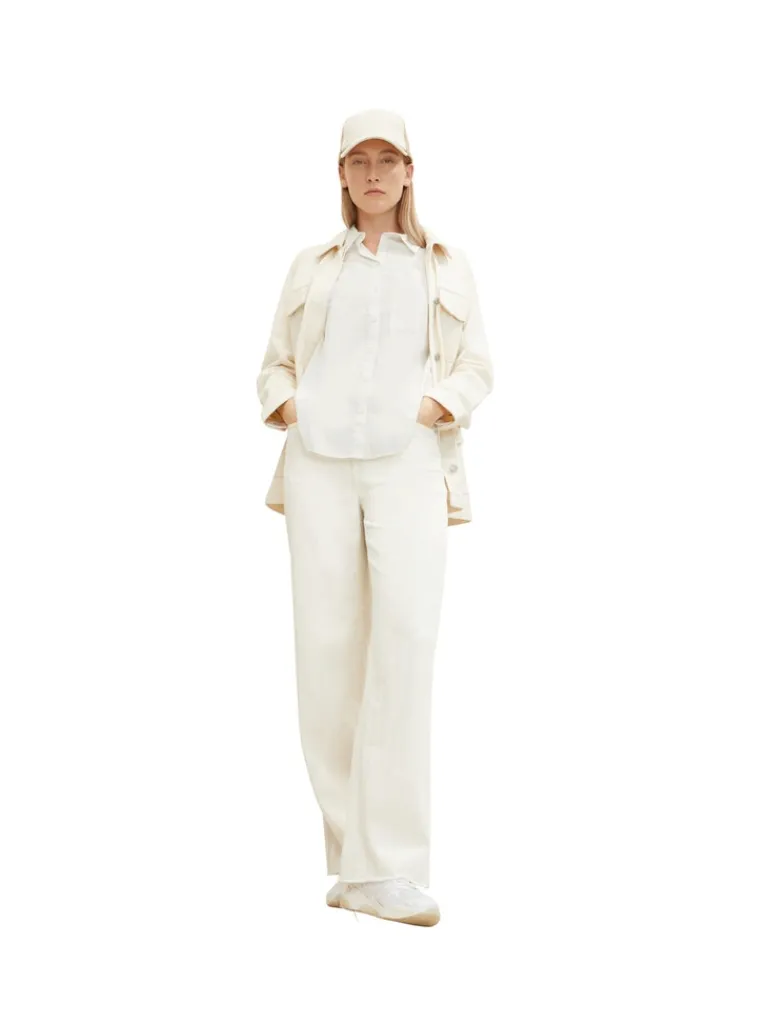 Loose Fit Bluse mit Brusttasche whisper white