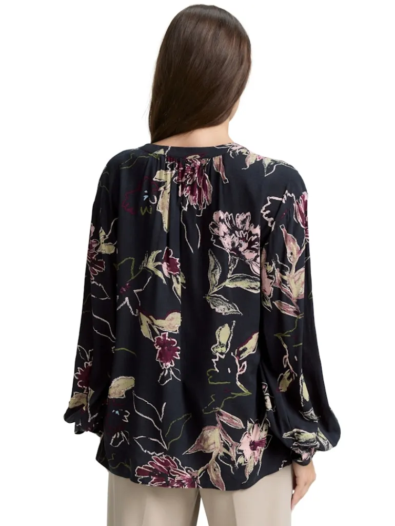 Loose Fit Bluse mit Muster big flower design