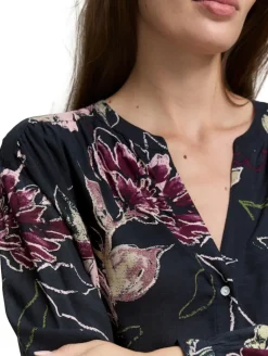 Loose Fit Bluse mit Muster big flower design