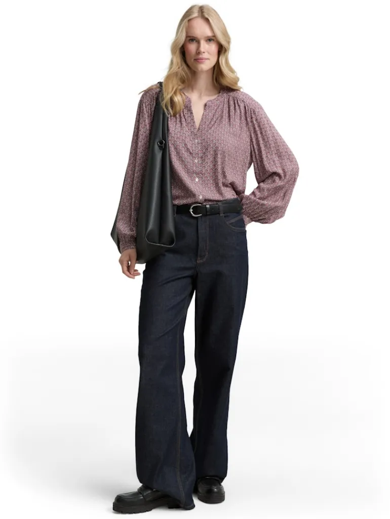 Loose Fit Bluse mit Muster red geometric minimal design
