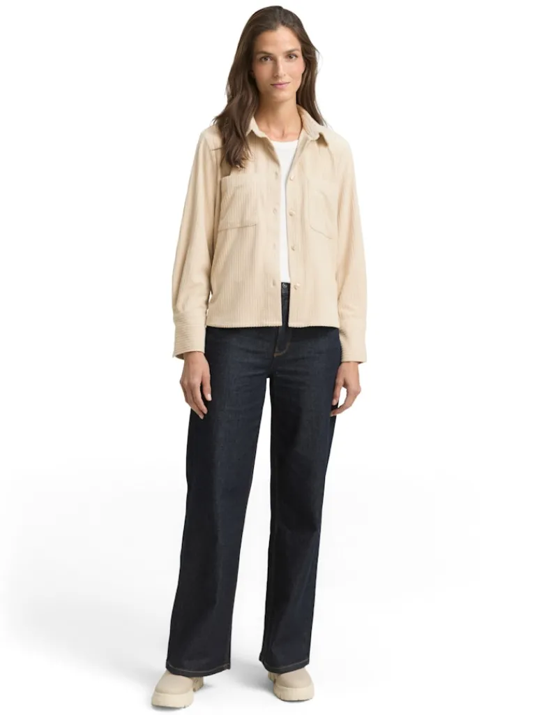 Loose Fit Cordbluse sand stone beige