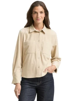 Loose Fit Cordbluse sand stone beige
