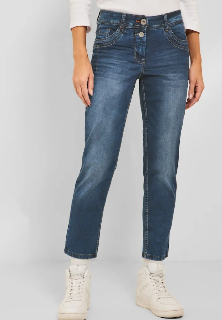 Loose Fit Jeans mid blue used wash