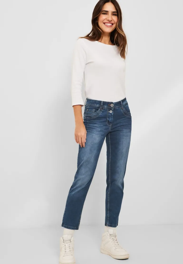 Loose Fit Jeans mid blue used wash