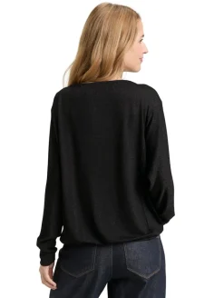 Loose Fit Langarmshirt mit Glitzer-Effekt deep black