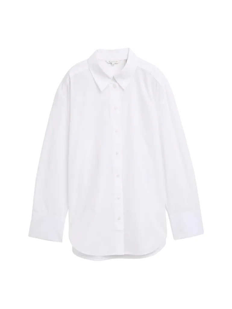 Loose Fit Popeline Hemdbluse white