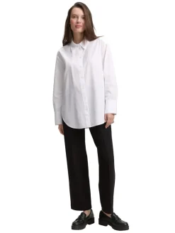 Loose Fit Popeline Hemdbluse white