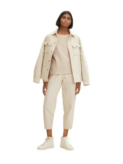 Loose Fit Strickpullover aus Bio-Baumwolle beige bubble structure