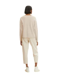 Loose Fit Strickpullover aus Bio-Baumwolle beige bubble structure