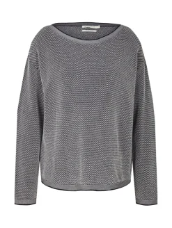 Loose Fit Strickpullover aus Bio-Baumwolle navy bubble structure