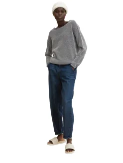 Loose Fit Strickpullover aus Bio-Baumwolle navy bubble structure