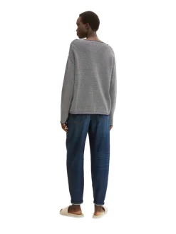 Loose Fit Strickpullover aus Bio-Baumwolle navy bubble structure