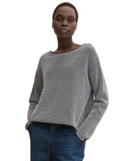 Loose Fit Strickpullover aus Bio-Baumwolle navy bubble structure