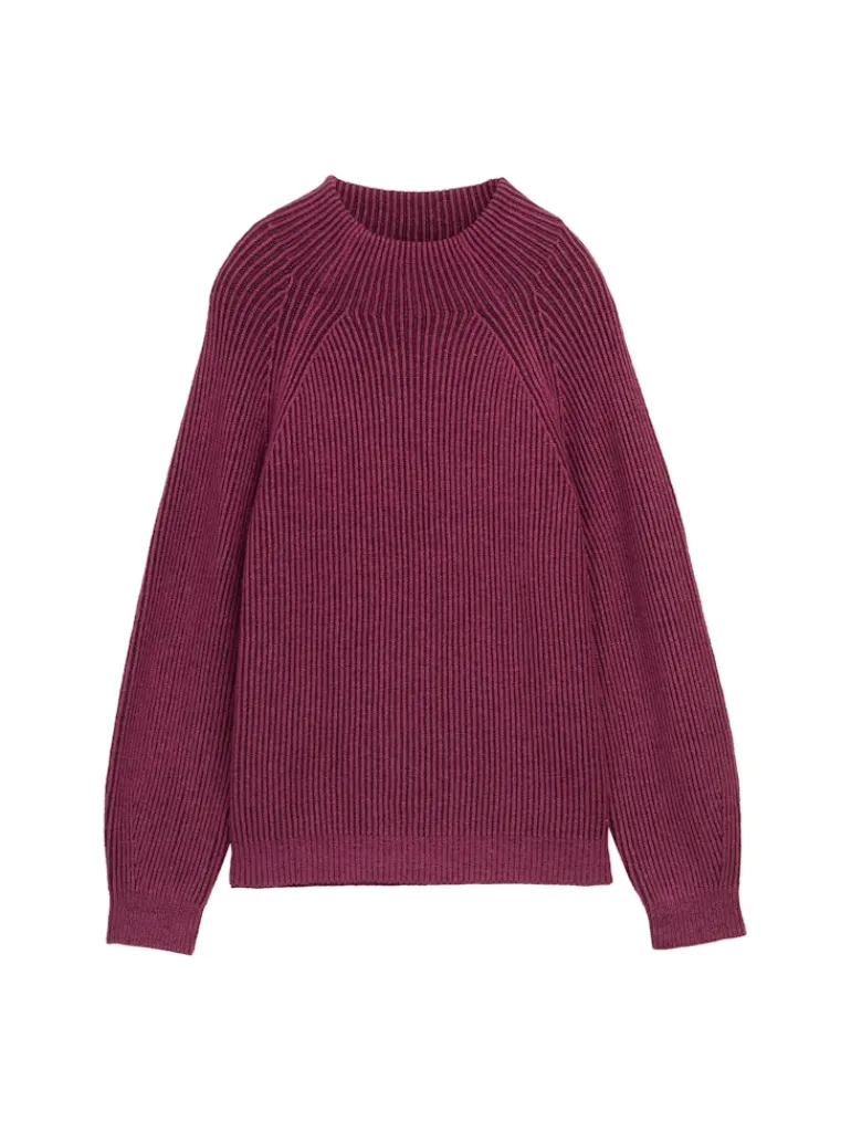 Loose Fit Strickpullover mit Stehkragen red rib structure