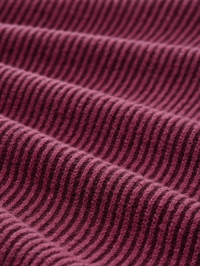 Loose Fit Strickpullover mit Stehkragen red rib structure