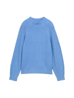Loose Fit Strickpullover mit Stehkragen light blue knit structure