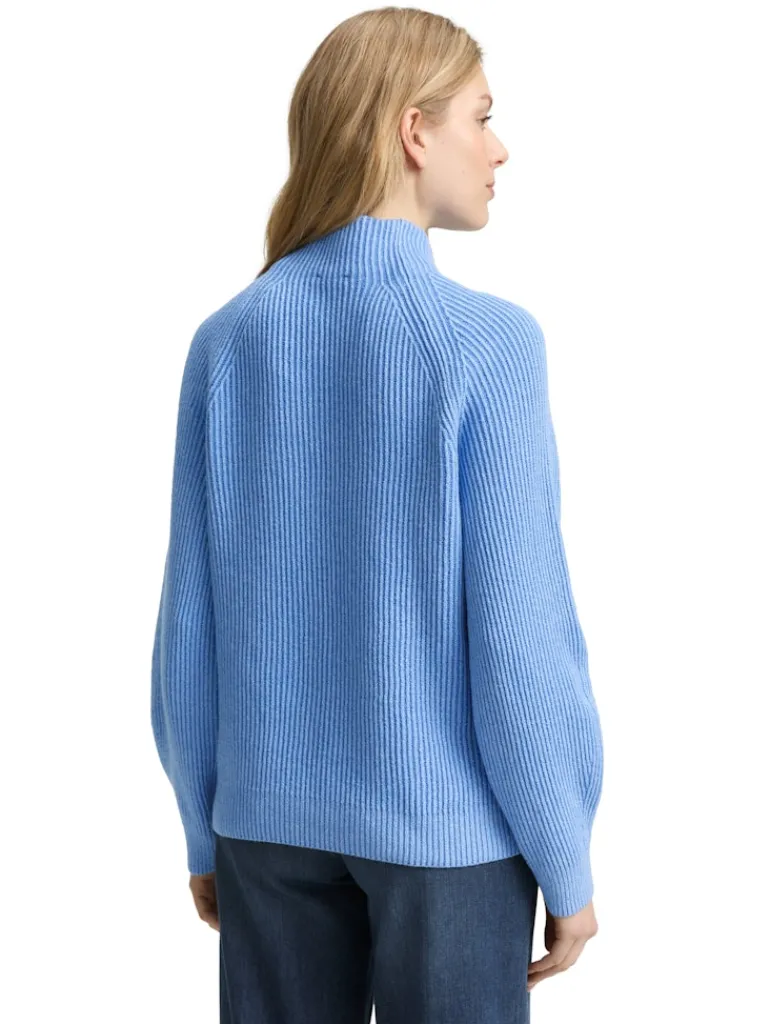 Loose Fit Strickpullover mit Stehkragen light blue knit structure