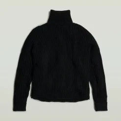 Loose turtle knit wmn dk black