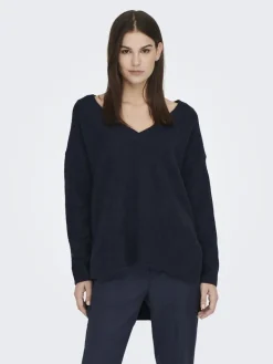 LSUKAYLA WOOL L/S V-NECK PULLOVER KNT night sky