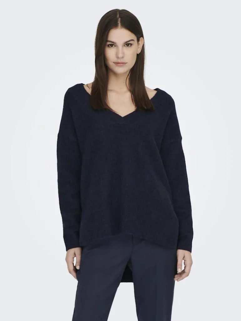 LSUKAYLA WOOL L/S V-NECK PULLOVER KNT night sky