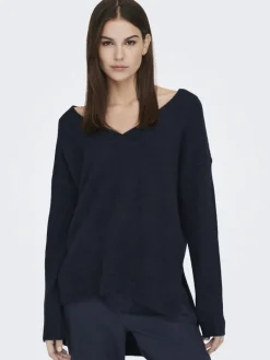 LSUKAYLA WOOL L/S V-NECK PULLOVER KNT night sky
