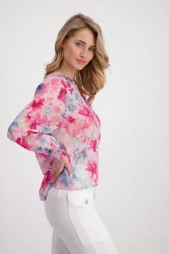 Luftige Bluse pink gemustert