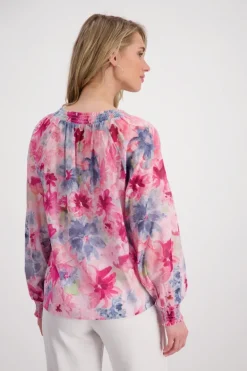 Luftige Bluse pink gemustert