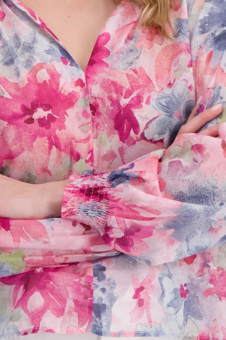 Luftige Bluse pink gemustert