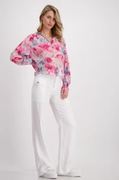 Luftige Bluse pink gemustert