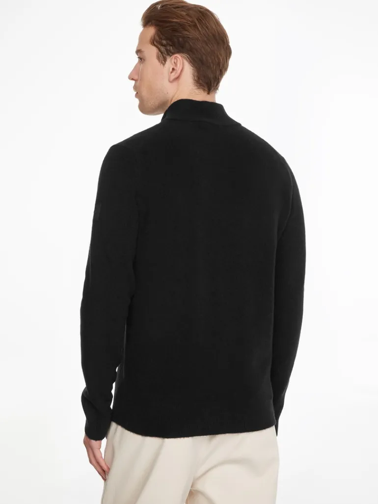 LYCRA BLEND BUTTON QUARTER ZIP ck black
