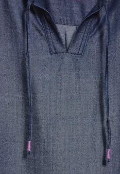 Lyocell-Bluse dark blue wash