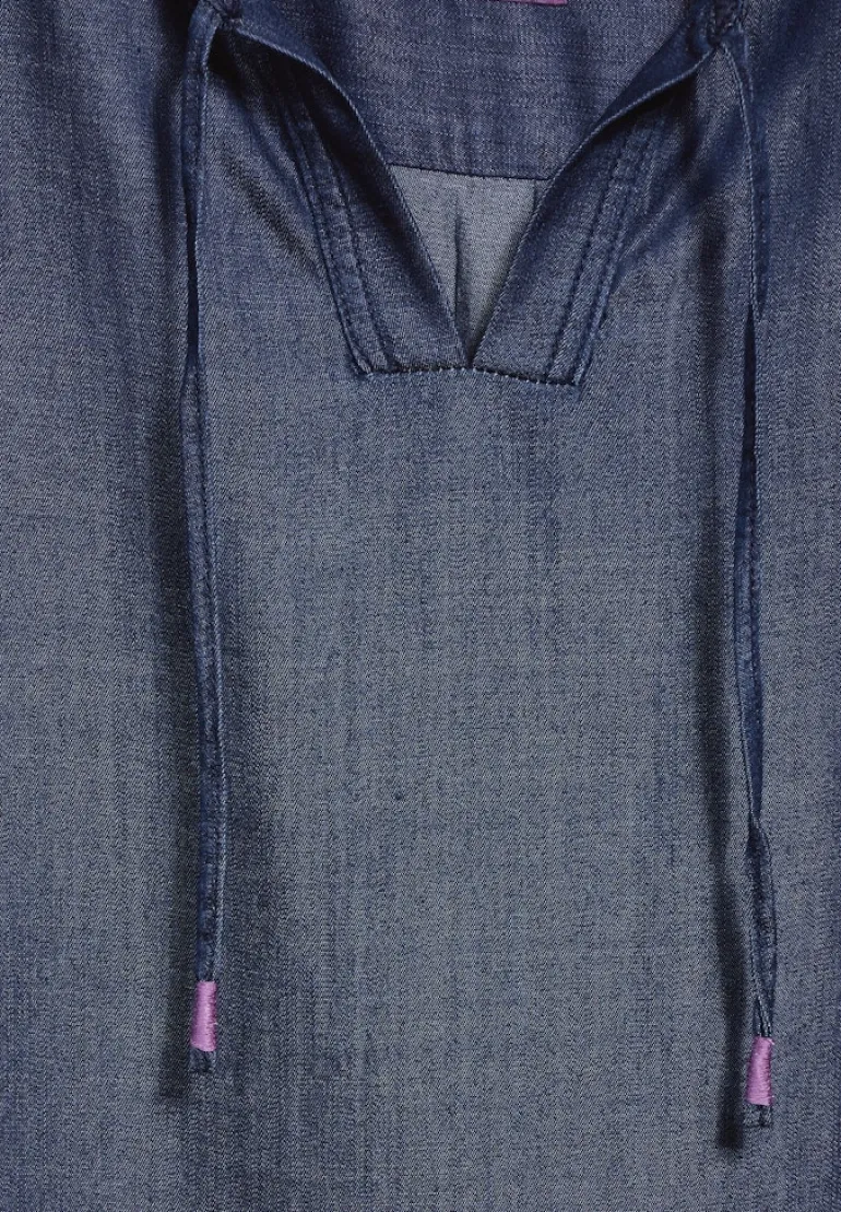 Lyocell-Bluse dark blue wash