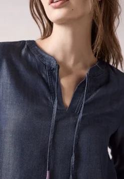 Lyocell-Bluse dark blue wash