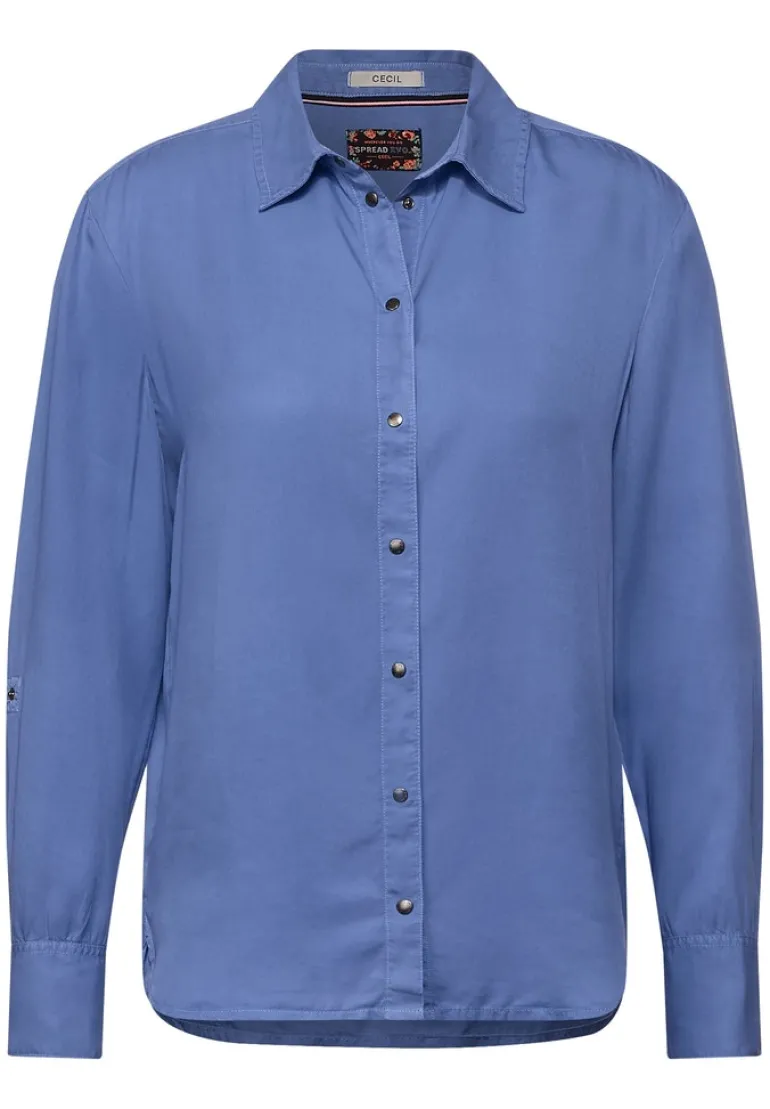 Lyocell Bluse in Unifarbe forever blue