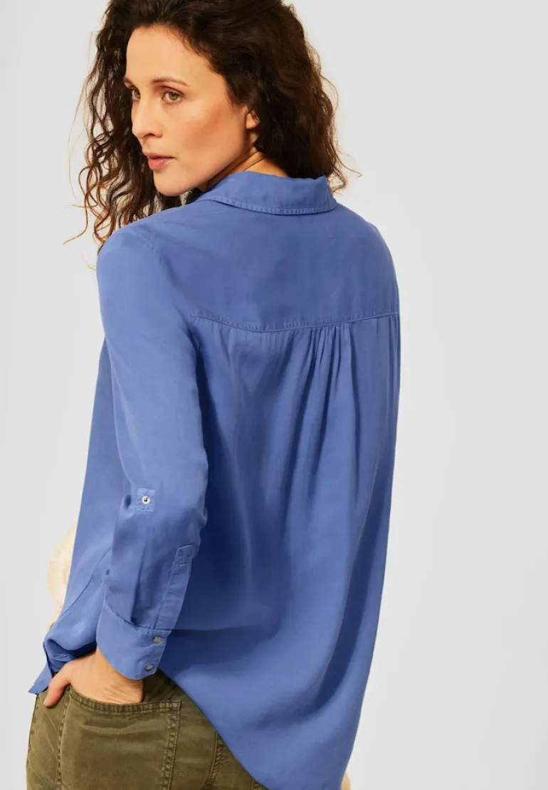 Lyocell Bluse in Unifarbe forever blue