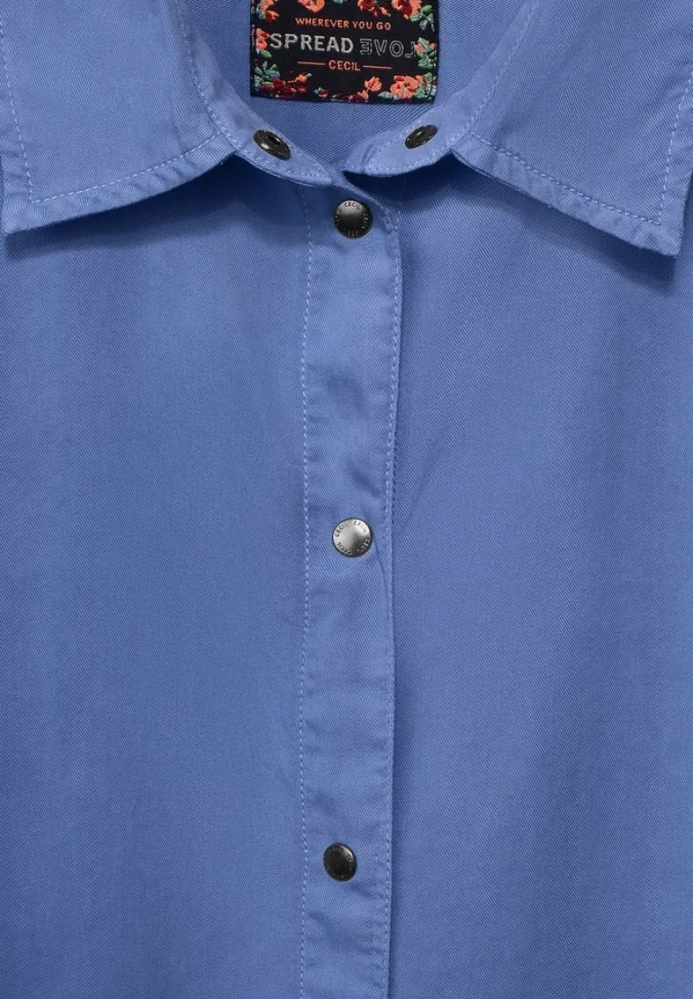 Lyocell Bluse in Unifarbe forever blue