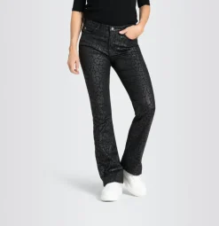 MAC JEANS - BOOT, Coated cotton tencel schwarz