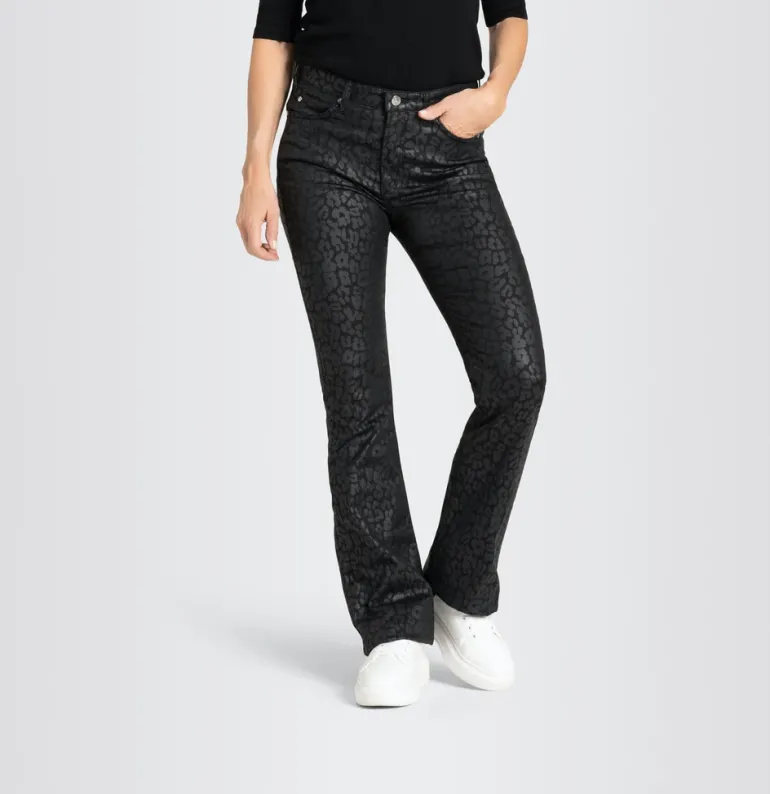 MAC JEANS - BOOT, Coated cotton tencel schwarz