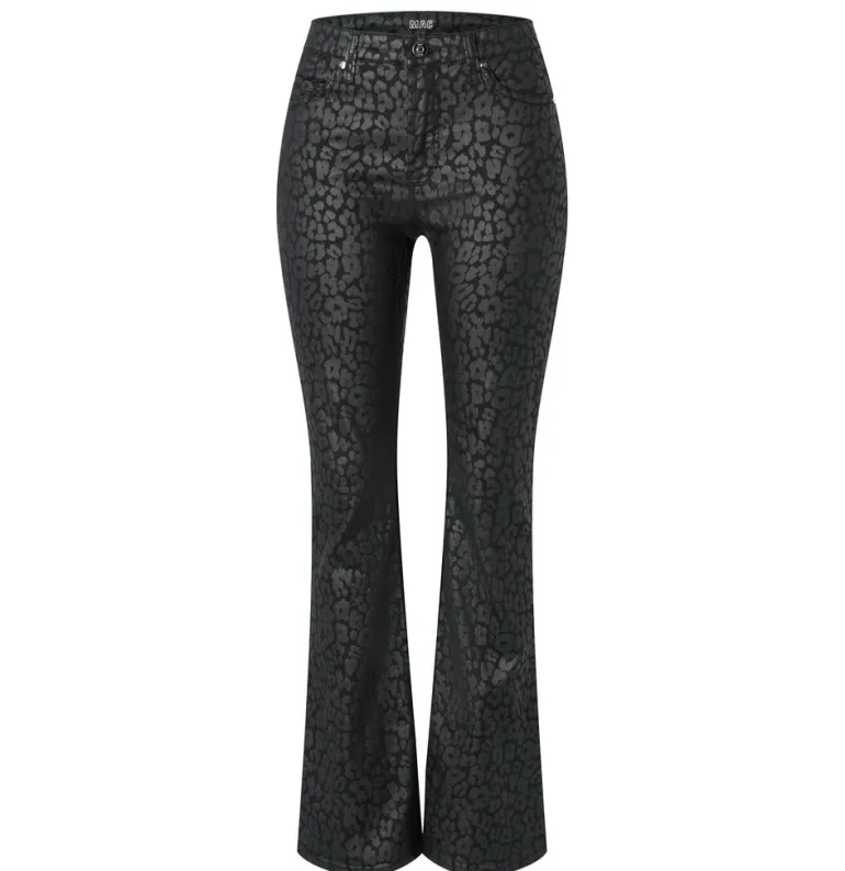 MAC JEANS - BOOT, Coated cotton tencel schwarz