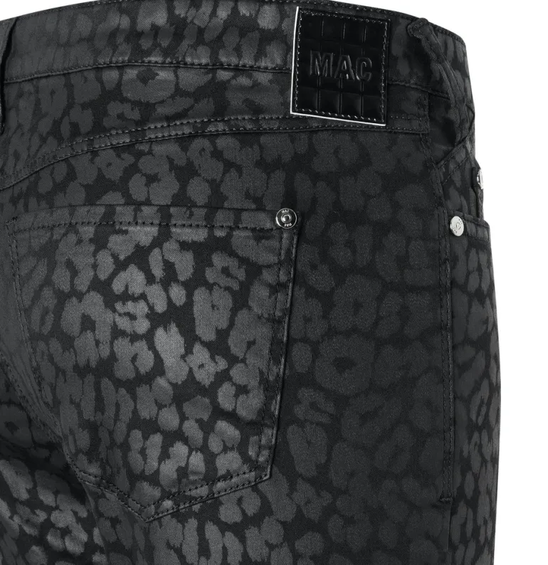 MAC JEANS - BOOT, Coated cotton tencel schwarz