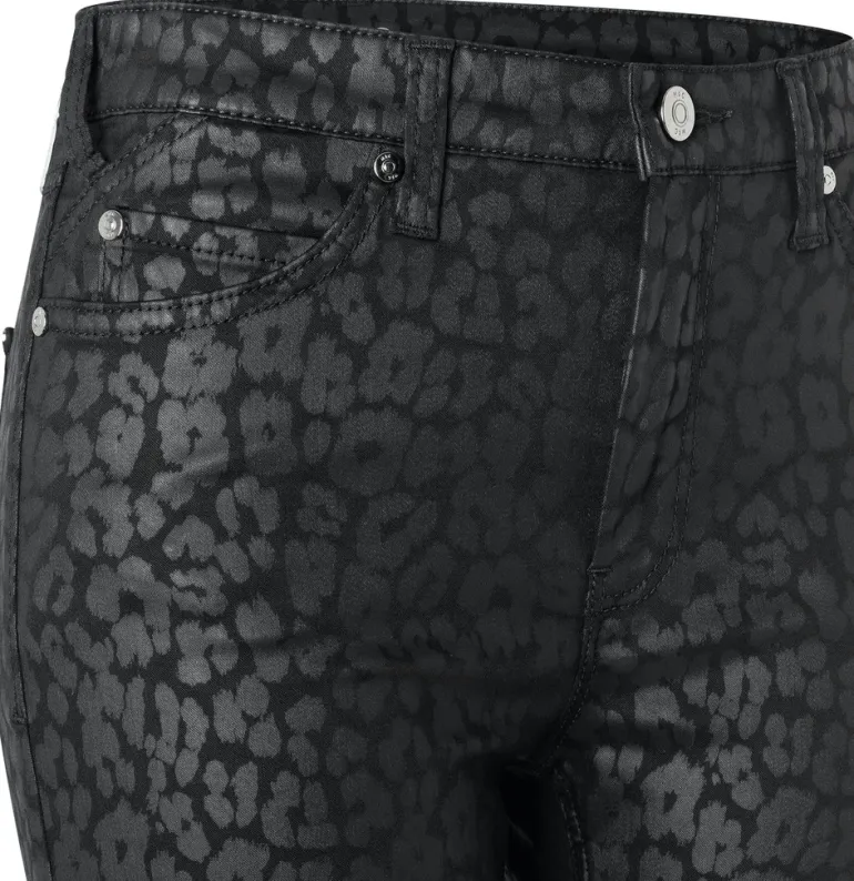 MAC JEANS - BOOT, Coated cotton tencel schwarz