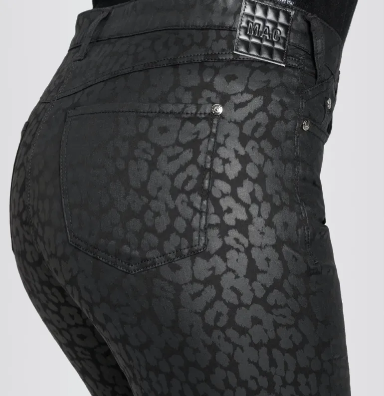 MAC JEANS - BOOT, Coated cotton tencel schwarz