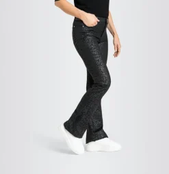 MAC JEANS - BOOT, Coated cotton tencel schwarz