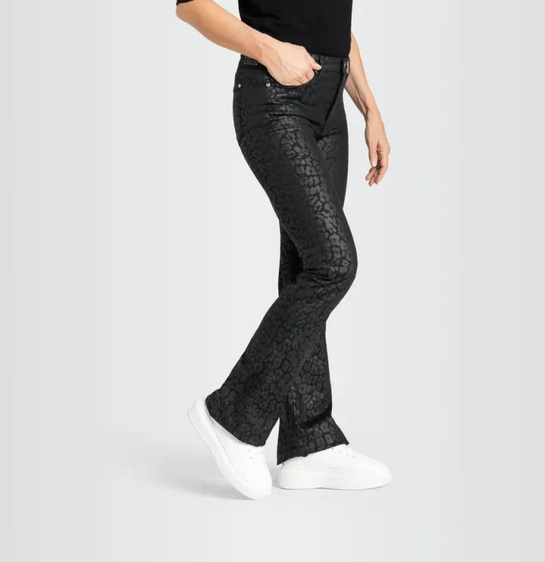 MAC JEANS - BOOT, Coated cotton tencel schwarz