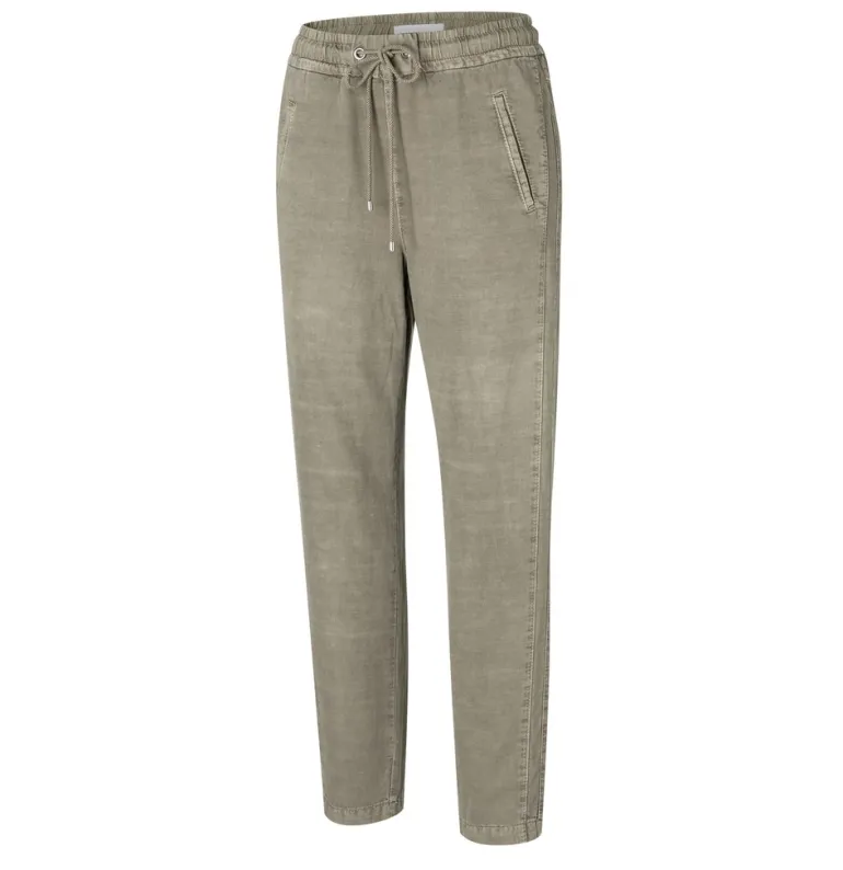 MAC JEANS - EASY, Cotton linen tencel grün