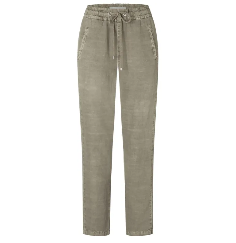 MAC JEANS - EASY, Cotton linen tencel grün
