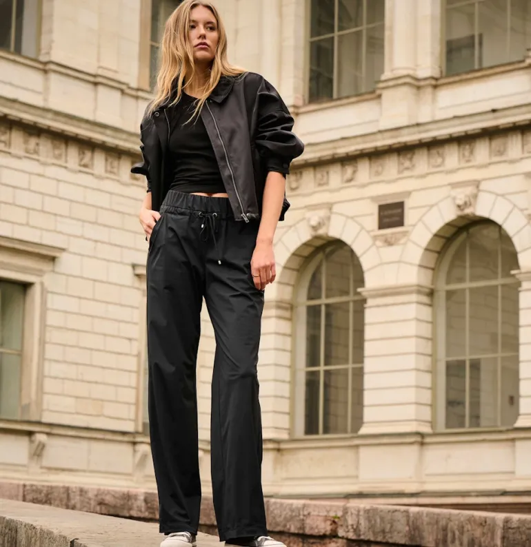 MAC JEANS - EASY WIDELEG, Premium techno stretch schwarz